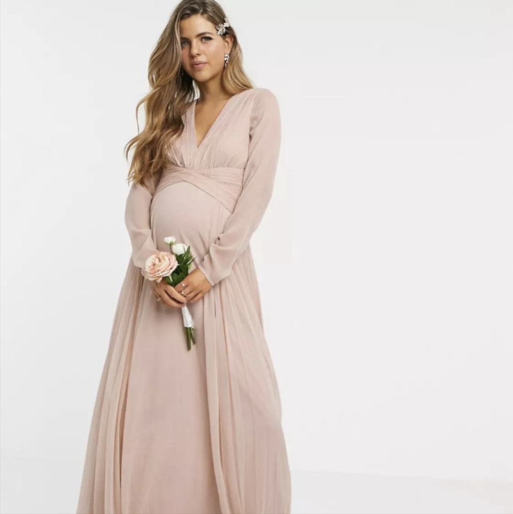 ASOS DESIGN Maternity Bridesmaid ruched waist maxi dress size 8